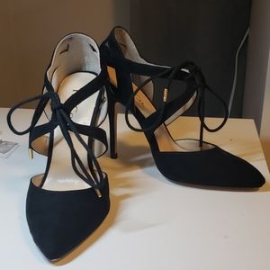 High heel pointed lace shoes